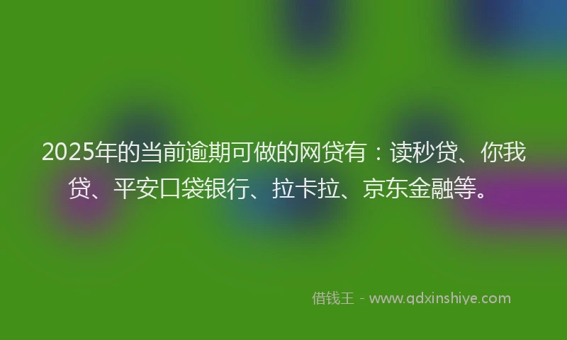 2025年的当前逾期可做的网贷有：读秒贷、你我贷、平安口袋银行、拉卡拉、京东金融等。