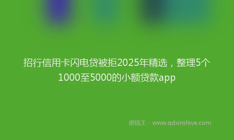 招行信用卡闪电贷被拒2025年精选，整理5个1000至5000的小额贷款app