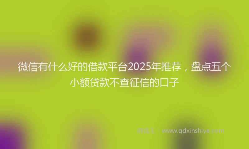 微信有什么好的借款平台2025年推荐，盘点五个小额贷款不查征信的口子