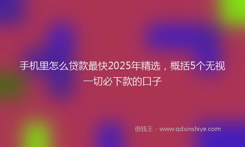 手机里怎么贷款最快2025年精选，概括5个无视一切必下款的口子