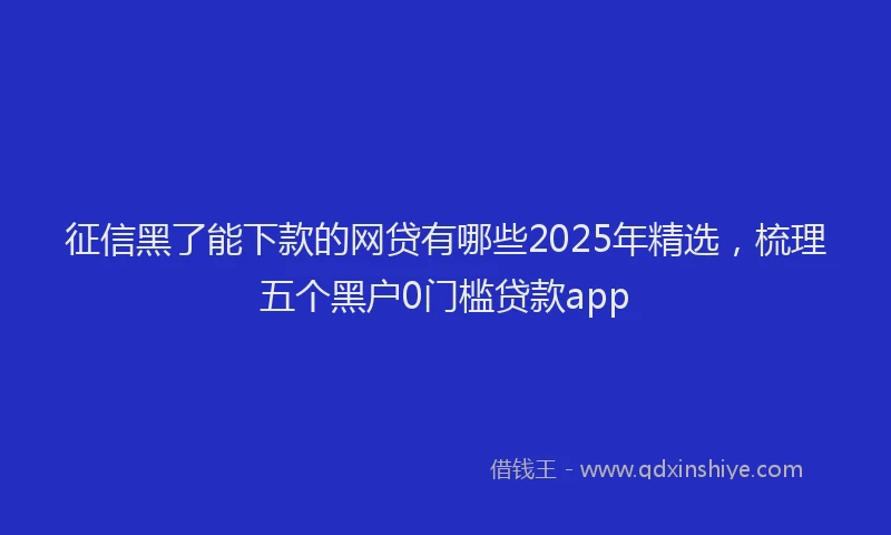 征信黑了能下款的网贷有哪些2025年精选，梳理五个黑户0门槛贷款app