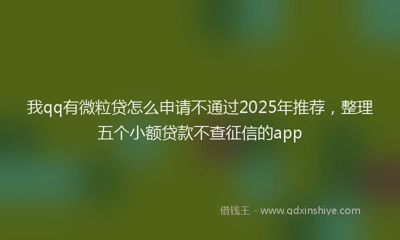 我qq有微粒贷怎么申请不通过2025年推荐，整理五个小额贷款不查征信的app