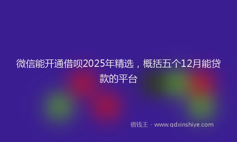 微信能开通借呗2025年精选，概括五个12月能贷款的平台