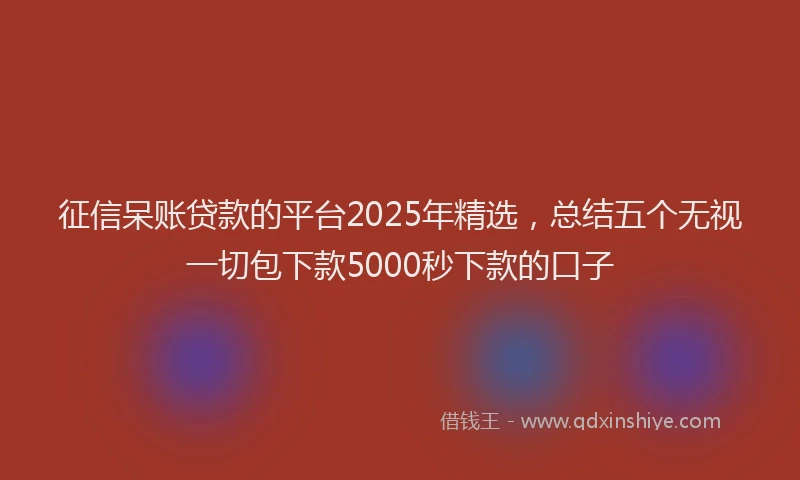 征信呆账贷款的平台2025年精选，总结五个无视一切包下款5000秒下款的口子