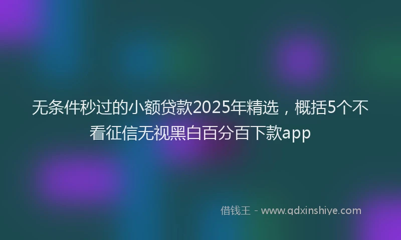 无条件秒过的小额贷款2025年精选，概括5个不看征信无视黑白百分百下款app