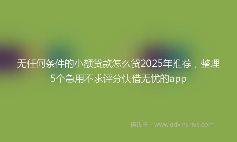 无任何条件的小额贷款怎么贷2025年推荐，整理5个急用不求评分快借无忧的app