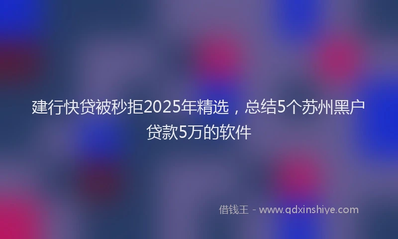 建行快贷被秒拒2025年精选，总结5个苏州黑户贷款5万的软件