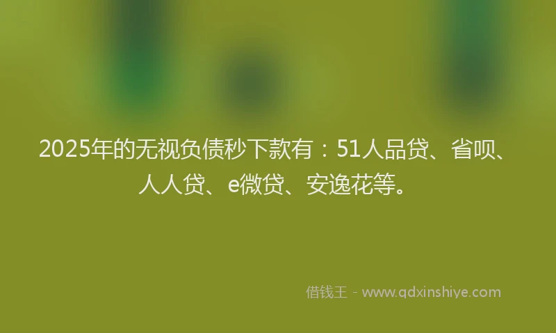 2025年的无视负债秒下款有：51人品贷、省呗、人人贷、e微贷、安逸花等。