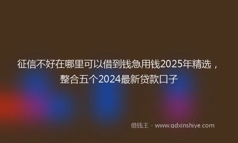 征信不好在哪里可以借到钱急用钱2025年精选，整合五个2024最新贷款口子