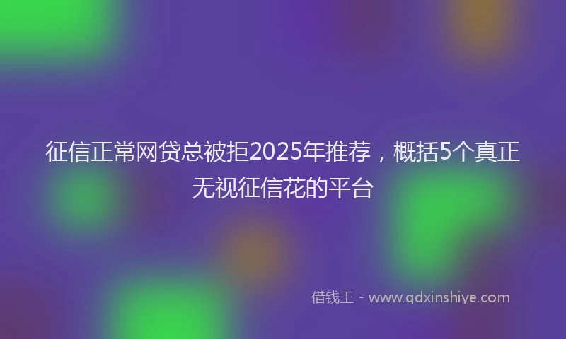 征信正常网贷总被拒2025年推荐，概括5个真正无视征信花的平台