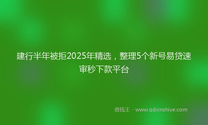 建行半年被拒2025年精选，整理5个新号易贷速审秒下款平台