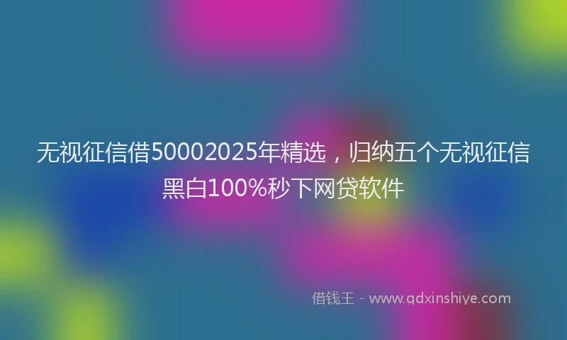无视征信借50002025年精选，归纳五个无视征信黑白100%秒下网贷软件