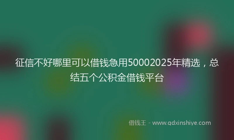 征信不好哪里可以借钱急用50002025年精选，总结五个公积金借钱平台