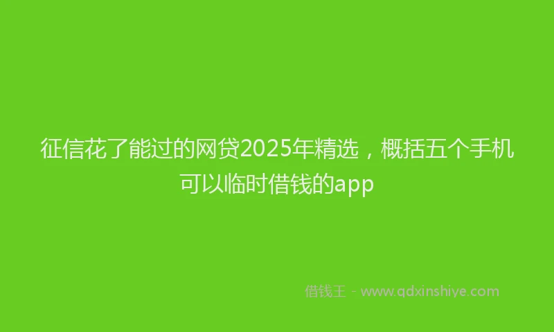 征信花了能过的网贷2025年精选，概括五个手机可以临时借钱的app