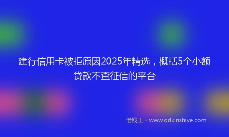 建行信用卡被拒原因2025年精选，概括5个小额贷款不查征信的平台