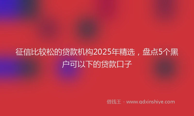 征信比较松的贷款机构2025年精选，盘点5个黑户可以下的贷款口子