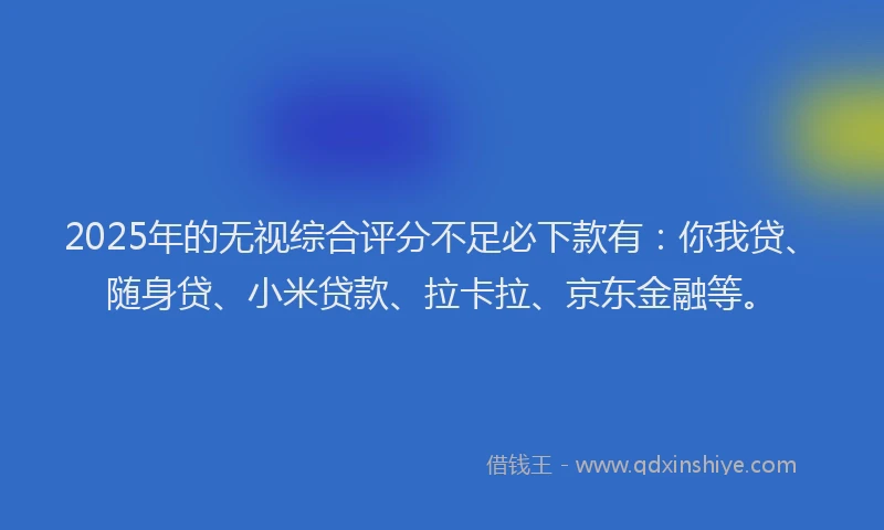 2025年的无视综合评分不足必下款有：你我贷、随身贷、小米贷款、拉卡拉、京东金融等。