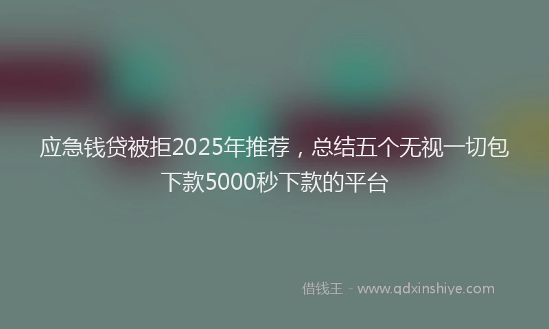应急钱贷被拒2025年推荐，总结五个无视一切包下款5000秒下款的平台