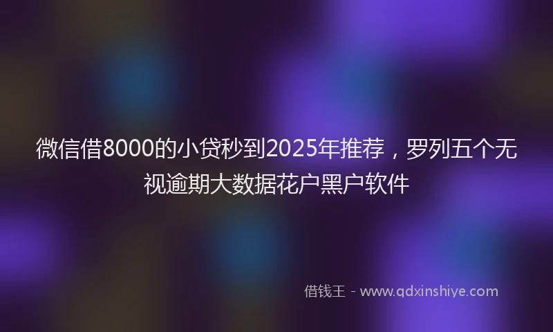 微信借8000的小贷秒到2025年推荐，罗列五个无视逾期大数据花户黑户软件