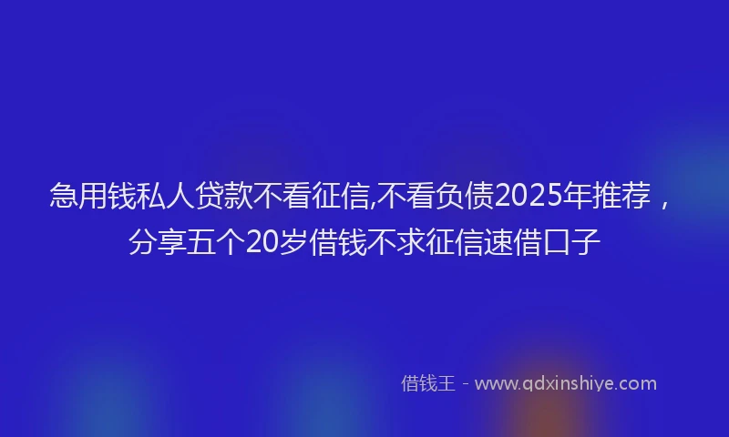 急用钱私人贷款不看征信,不看负债2025年推荐，分享五个20岁借钱不求征信速借口子