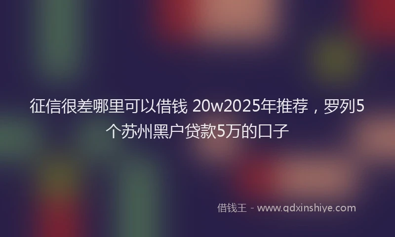 征信很差哪里可以借钱 20w2025年推荐，罗列5个苏州黑户贷款5万的口子