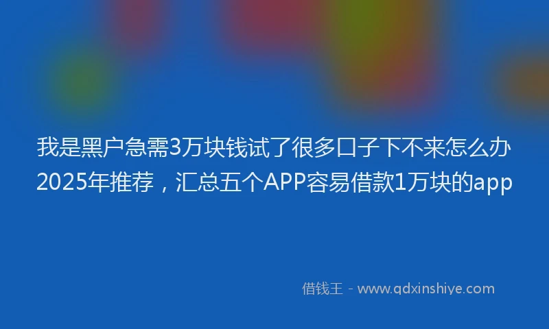 我是黑户急需3万块钱试了很多口子下不来怎么办2025年推荐，汇总五个APP容易借款1万块的app