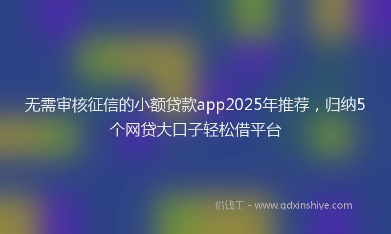 无需审核征信的小额贷款app2025年推荐，归纳5个网贷大口子轻松借平台