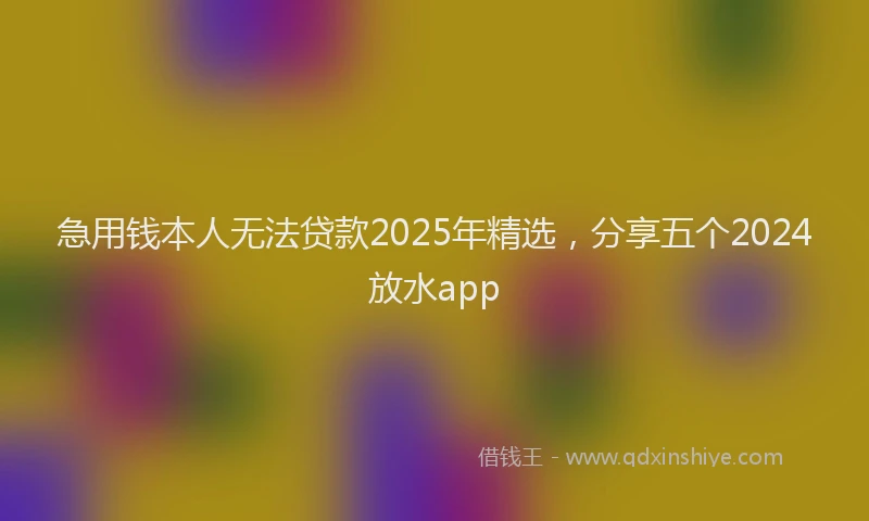 急用钱本人无法贷款2025年精选，分享五个2024放水app