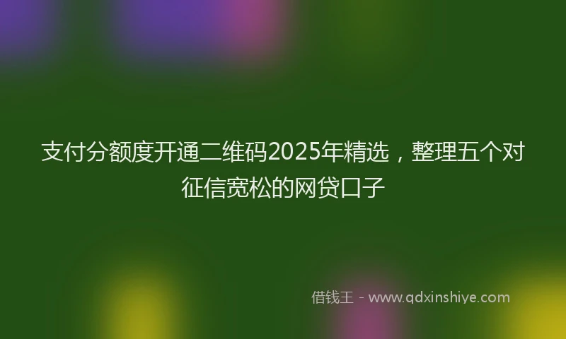 支付分额度开通二维码2025年精选，整理五个对征信宽松的网贷口子