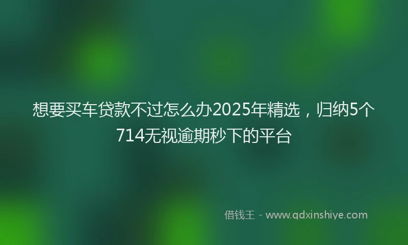 想要买车贷款不过怎么办2025年精选，归纳5个714无视逾期秒下的平台