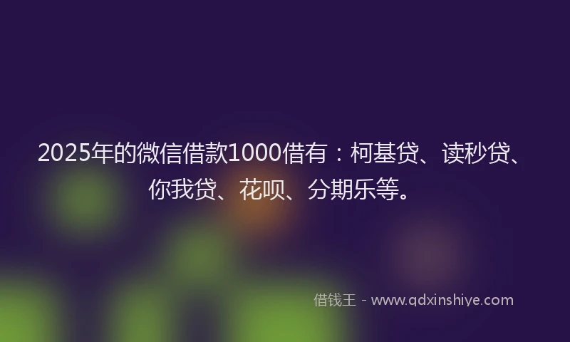 2025年的微信借款1000借有：柯基贷、读秒贷、你我贷、花呗、分期乐等。