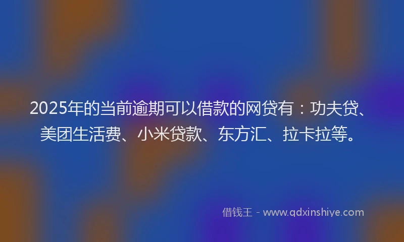 2025年的当前逾期可以借款的网贷有：功夫贷、美团生活费、小米贷款、东方汇、拉卡拉等。