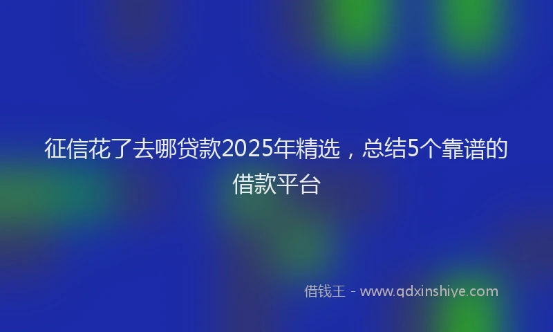 征信花了去哪贷款2025年精选，总结5个靠谱的借款平台