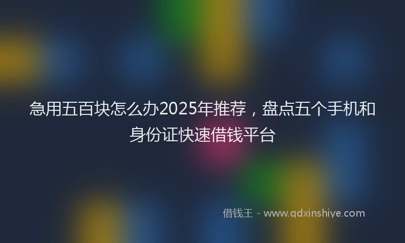 急用五百块怎么办2025年推荐，盘点五个手机和身份证快速借钱平台