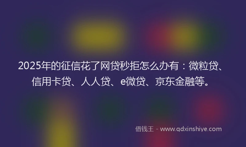 2025年的征信花了网贷秒拒怎么办有：微粒贷、信用卡贷、人人贷、e微贷、京东金融等。