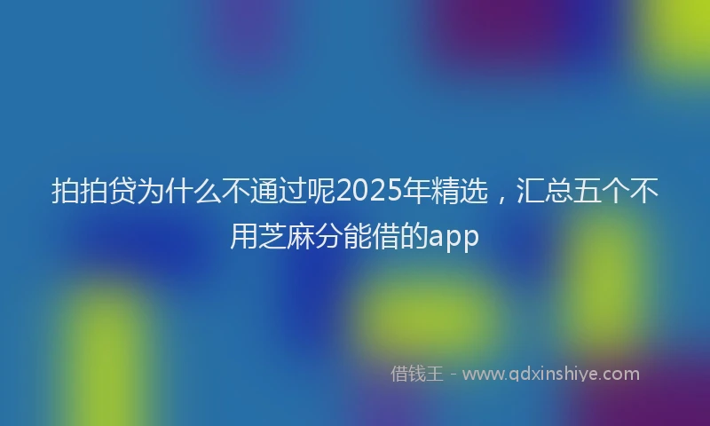 拍拍贷为什么不通过呢2025年精选，汇总五个不用芝麻分能借的app