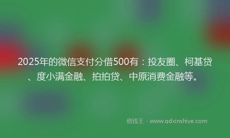 2025年的微信支付分借500有：投友圈、柯基贷、度小满金融、拍拍贷、中原消费金融等。