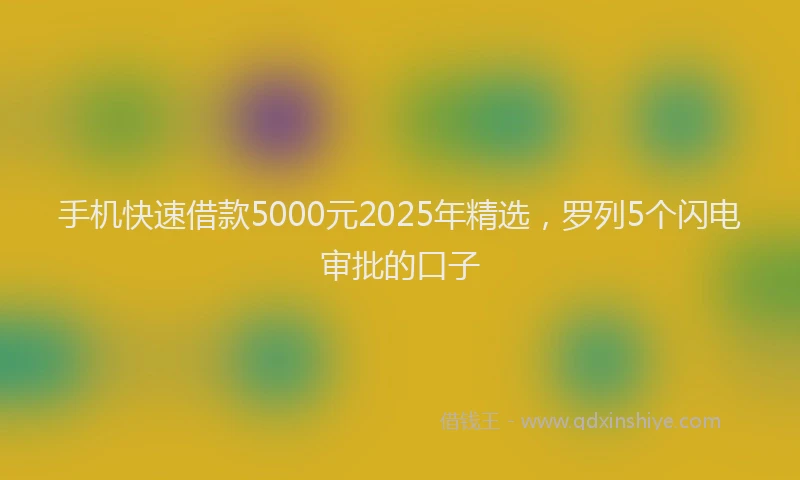 手机快速借款5000元2025年精选，罗列5个闪电审批的口子