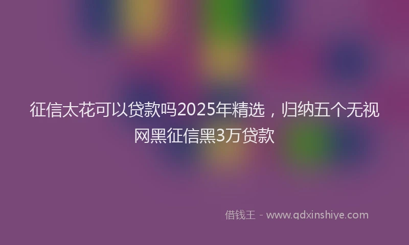 征信太花可以贷款吗2025年精选，归纳五个无视网黑征信黑3万贷款