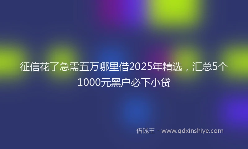 征信花了急需五万哪里借2025年精选，汇总5个1000元黑户必下小贷