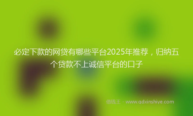 必定下款的网贷有哪些平台2025年推荐，归纳五个贷款不上诚信平台的口子