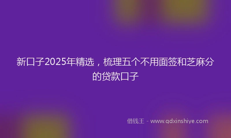 新口子2025年精选，梳理五个不用面签和芝麻分的贷款口子
