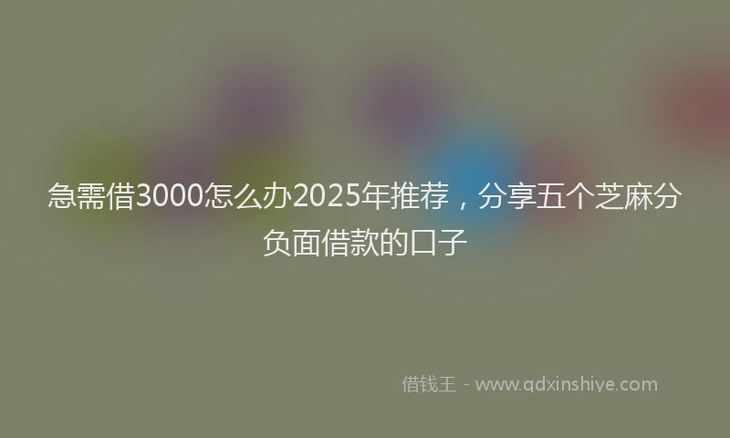急需借3000怎么办2025年推荐，分享五个芝麻分负面借款的口子
