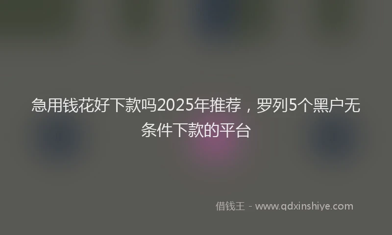 急用钱花好下款吗2025年推荐，罗列5个黑户无条件下款的平台