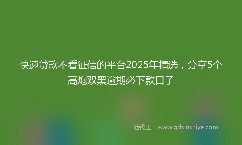 快速贷款不看征信的平台2025年精选，分享5个高炮双黑逾期必下款口子