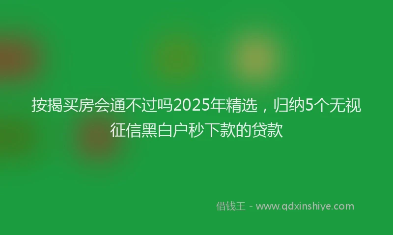 按揭买房会通不过吗2025年精选，归纳5个无视征信黑白户秒下款的贷款