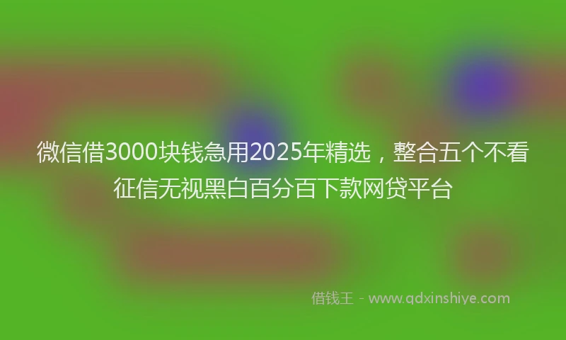 微信借3000块钱急用2025年精选，整合五个不看征信无视黑白百分百下款网贷平台