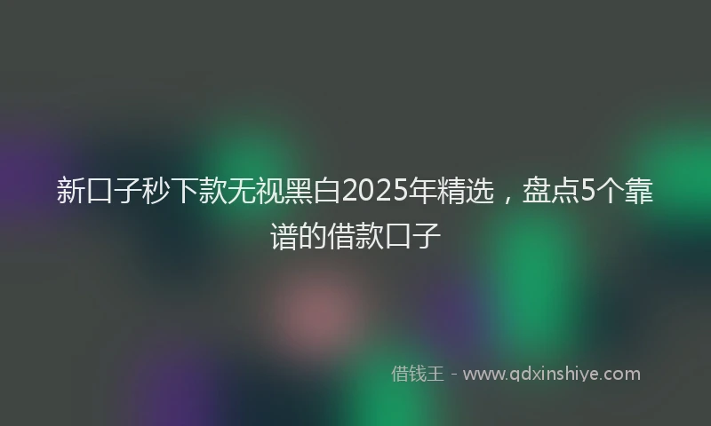 新口子秒下款无视黑白2025年精选，盘点5个靠谱的借款口子