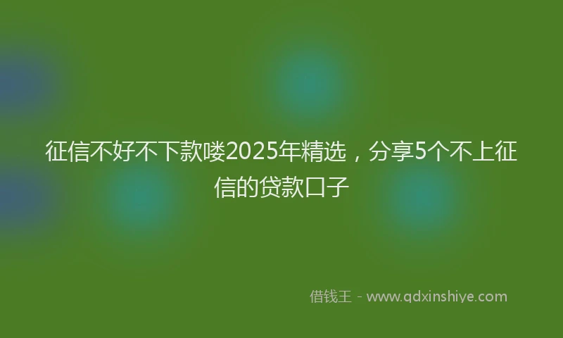 征信不好不下款喽2025年精选，分享5个不上征信的贷款口子