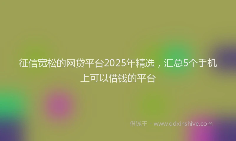 征信宽松的网贷平台2025年精选，汇总5个手机上可以借钱的平台